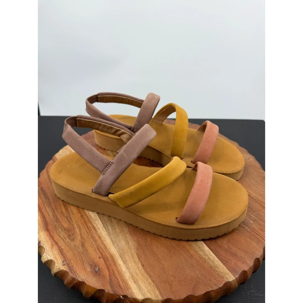 Madewell the puff maggie Flatform‎ Sandals Women 8.5 Multi Color Leather ND964